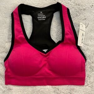 NWT bright pink sports bra M